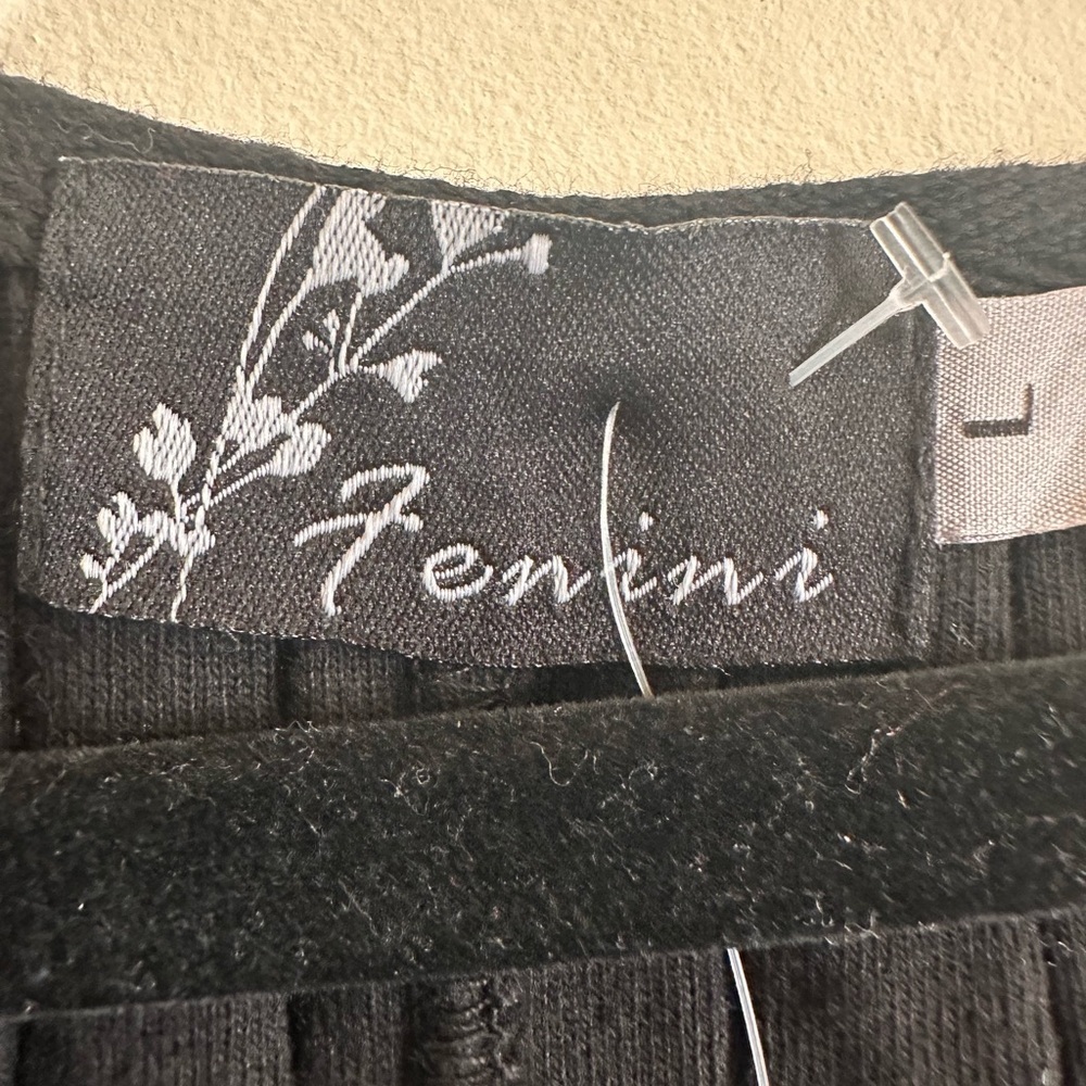 Fenini Ribbed Back Slit 100% Cotton Midi Tank Dress Black NWT Size L - Picture 7 of 8
